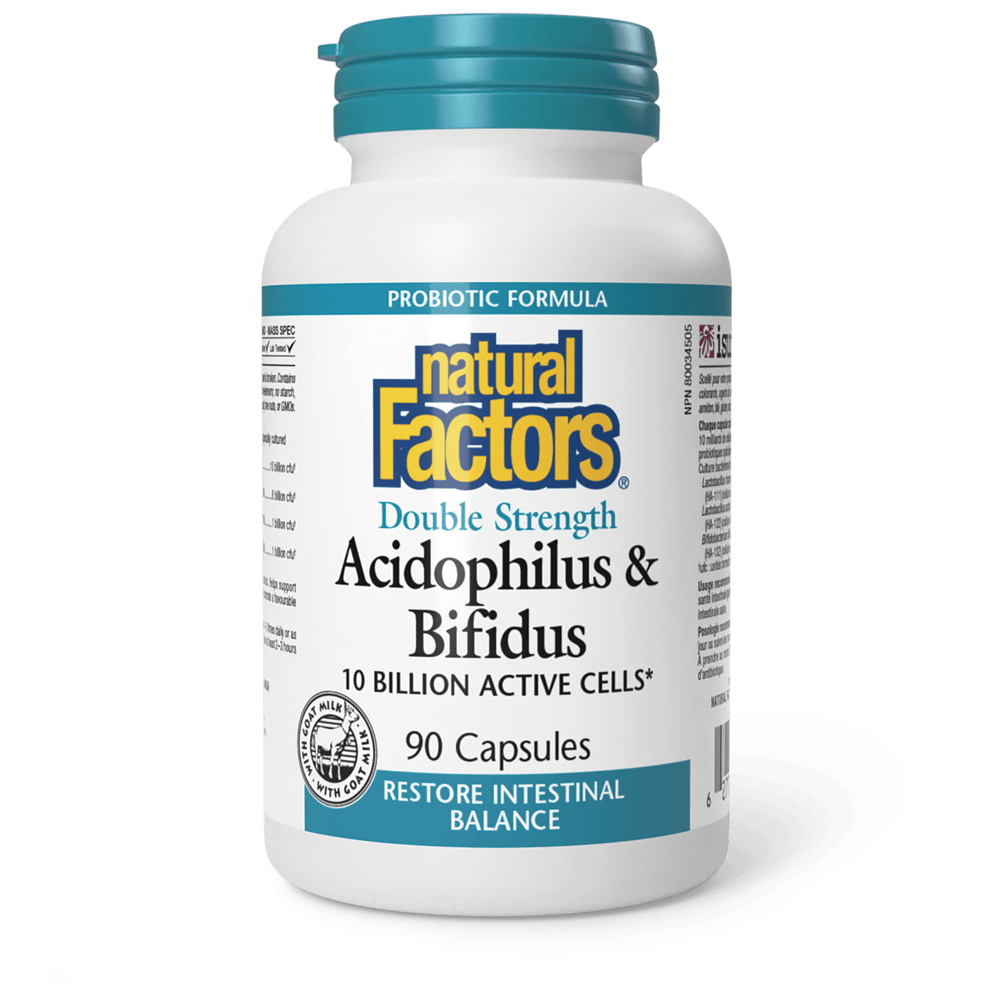 Acidophilus et Bifidus Double puissance 10 milliards de cellules actives, Natural Factors|v|image|1805