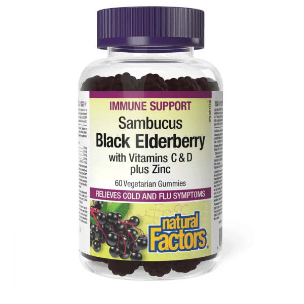 Sambucus Black Elderberry  with Vitamins C & D plus Zinc    60 Vegetarian Gummies, image-hi-res