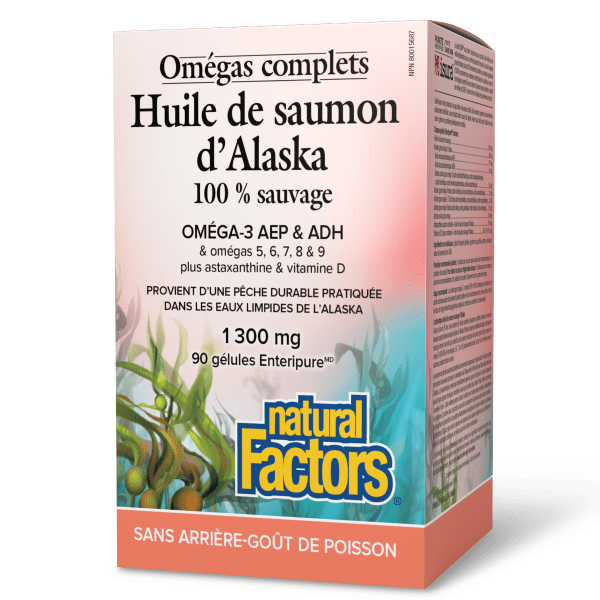 Huile de saumon d’Alaska 100 % sauvage Omégas complets  1 300 mg  90 gélules Enteripure, image-hi-res