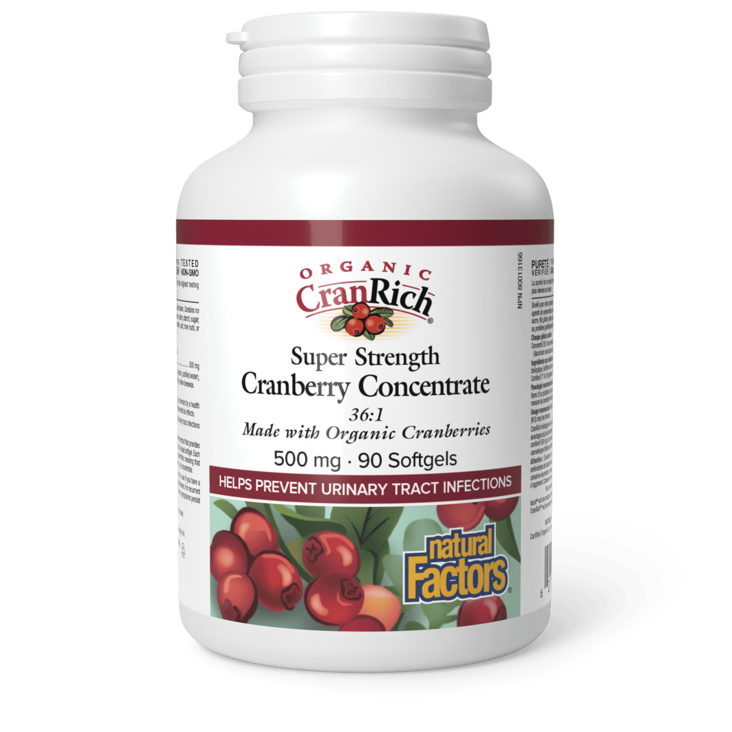 Organic CranRich Super Strength Cranberry Concentrate 500 mg, Natural Factors|v|image|4514