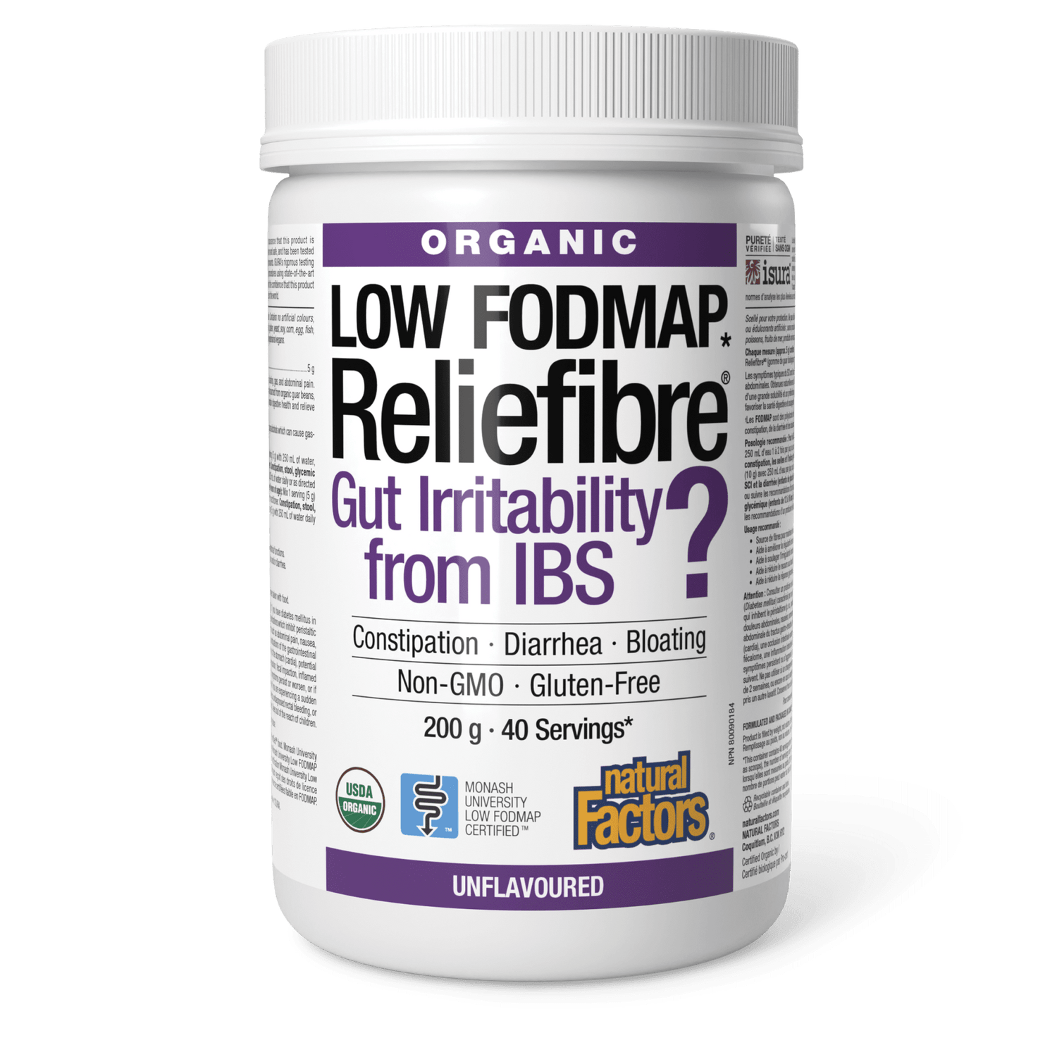 Reliefibre Organic, Unflavoured, Natural Factors|v|image|4991