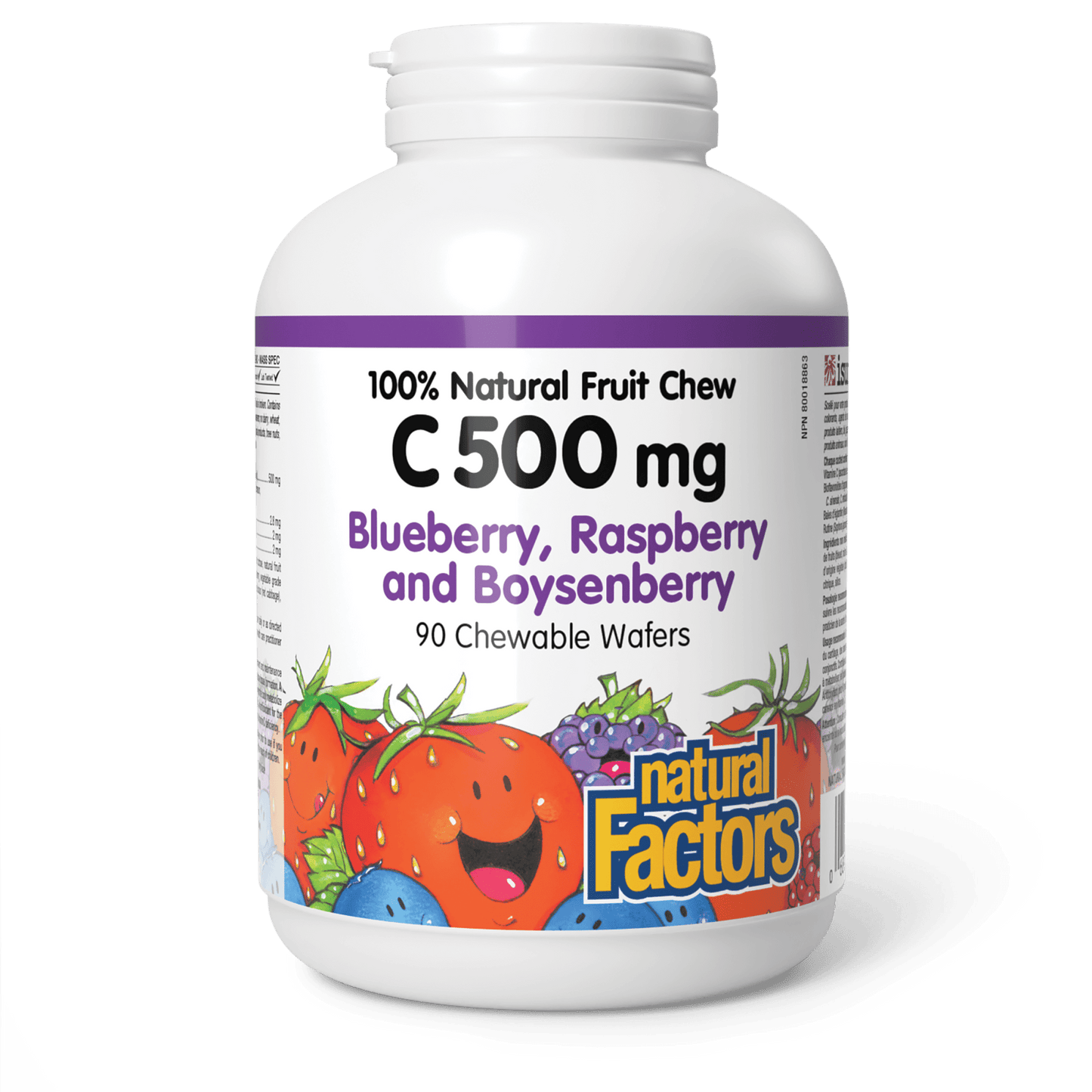 C 500 mg 100% Natural Fruit Chew, Blueberry, Raspberry, and Boysenberry, Natural Factors|v|image|1326