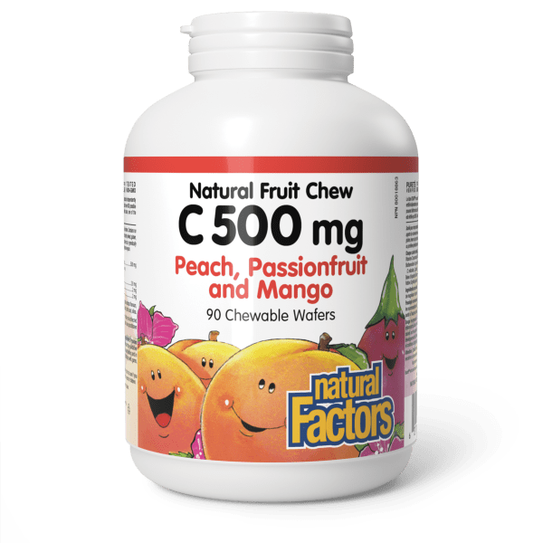 C 500 mg Natural Fruit Chew  500 mg  90 Chewable Wafers Peach, Passionfruit and Mango, image-hi-res