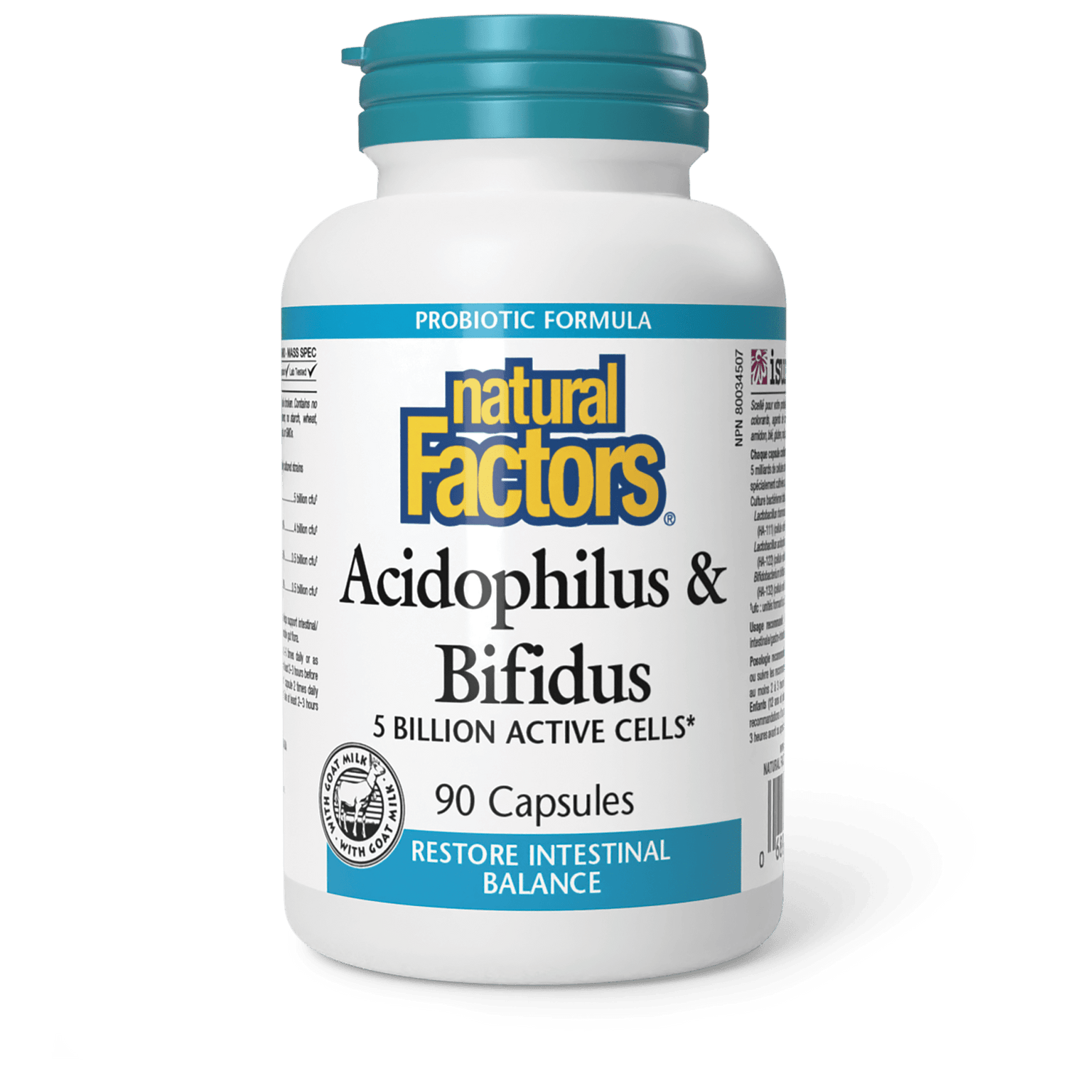 Acidophilus & Bifidus 5 Billion Active Cells, Natural Factors|v|image|1800