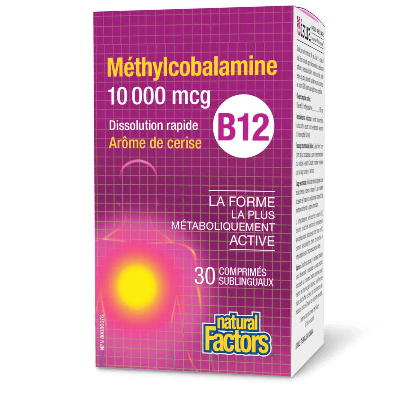 Méthylcobalamine B12 10 000 mcg, arôme de cerise, Natural Factors|v|image|1244