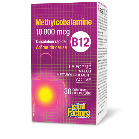 Méthylcobalamine B12 10 000 mcg, arôme de cerise, Natural Factors|v|image|1244