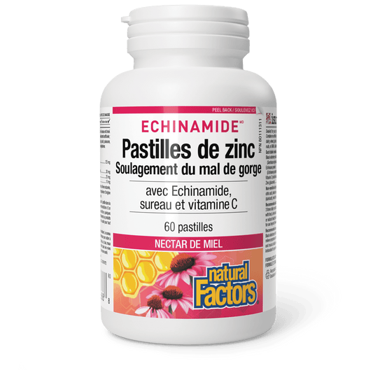 Pastilles de zinc avec Echinamide, sureau et vitamine C, nectar de miel, ECHINAMIDE, Natural Factors|v|image|1688