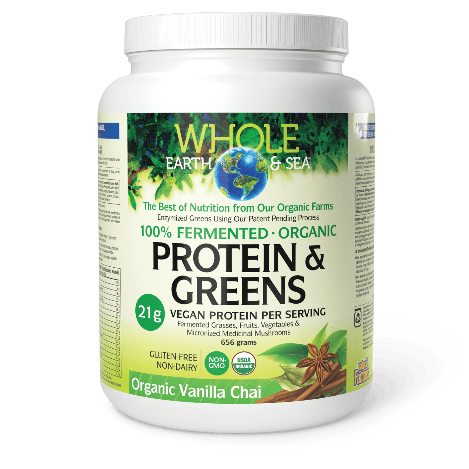 Fermented Organic Protein & Greens, Organic Vanilla Chai, Whole Earth & Sea, Whole Earth & Sea®|v|image|35540