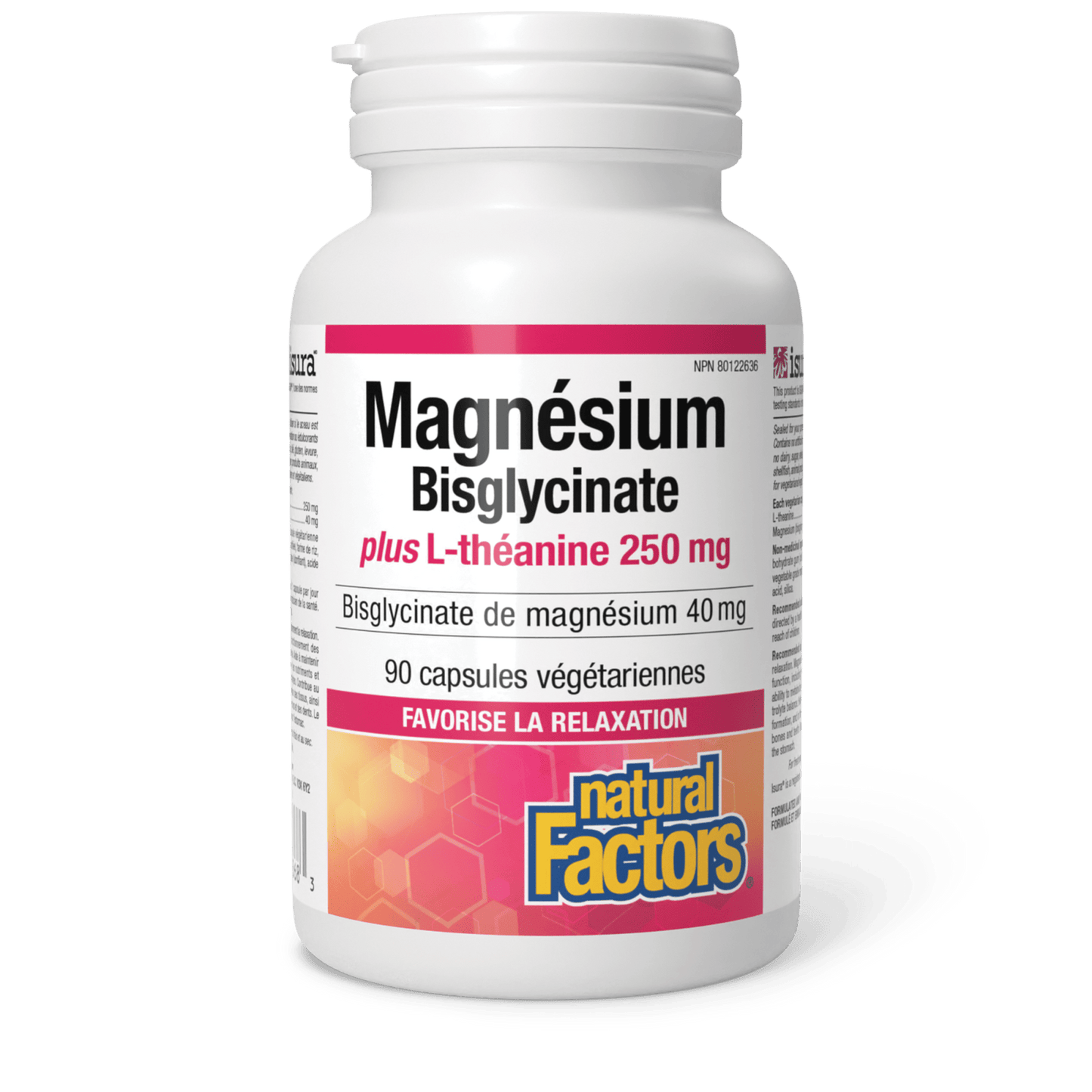 Magnésium Bisglycinate plus L-théanine 250 mg	, Natural Factors|v|image|2868