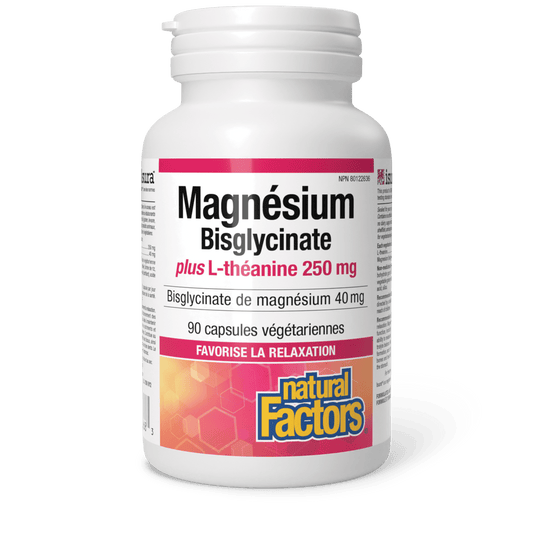 Magnésium Bisglycinate plus L-théanine 250 mg	, Natural Factors|v|image|2868