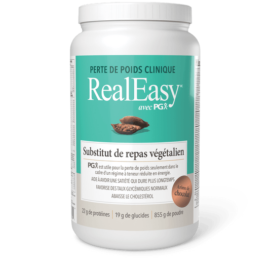 RealEasy avec PGX Substitut de repas végétalien, arôme de chocolat, Natural Factors|v|image|3609