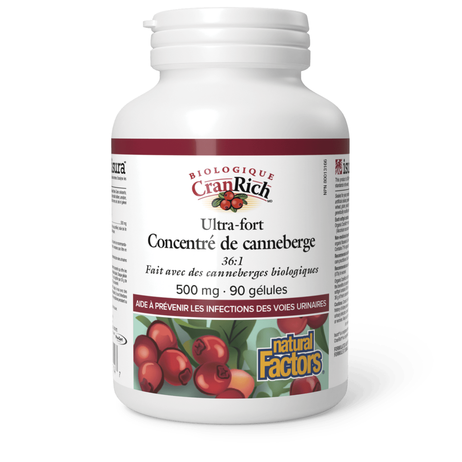 CranRich Biologique Ultra-fort Concentré de canneberge 500 mg, Natural Factors|v|image|4514
