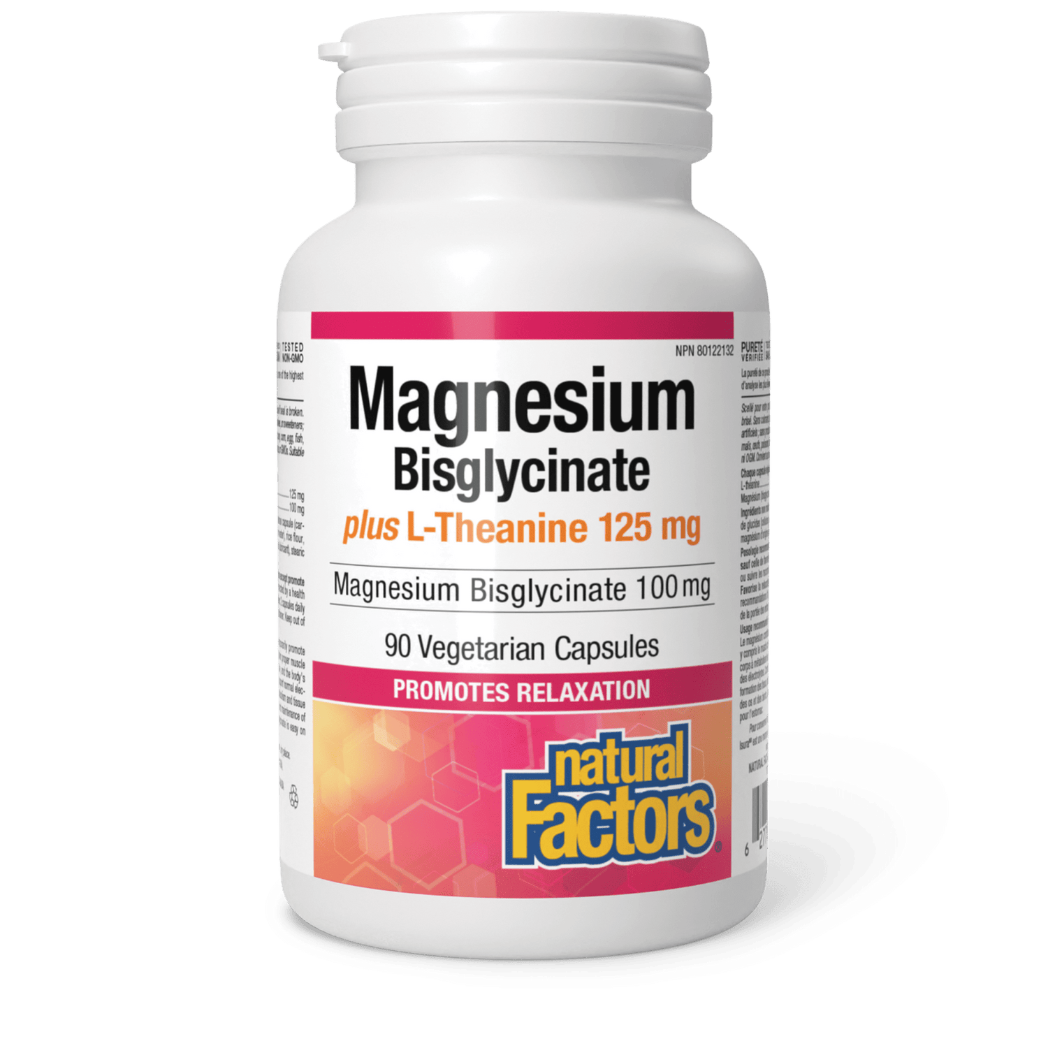 Magnesium Bisglycinate 100 mg plus L-Theanine 125 mg, Natural Factors|v|image|2867