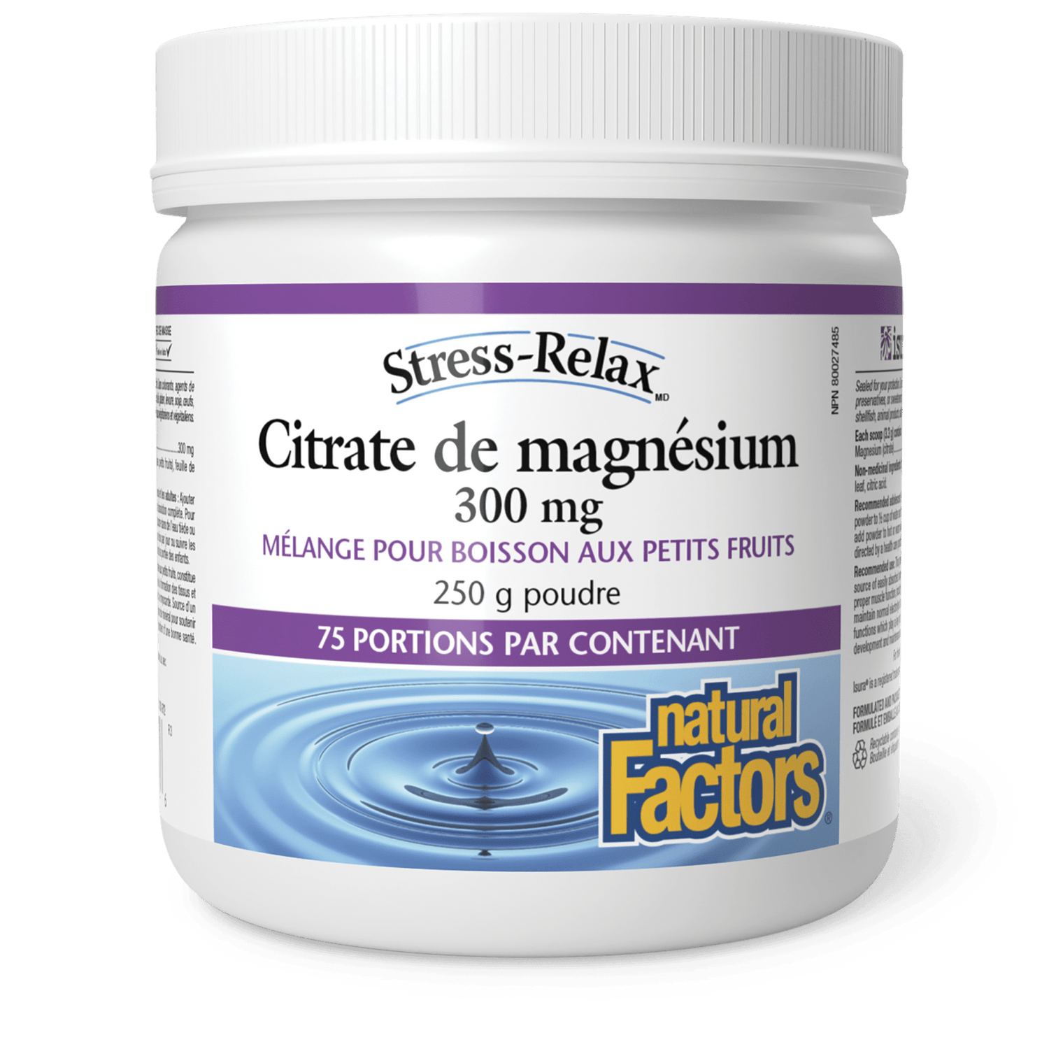 Citrate de magnésium 300 mg, saveur de petits-fruits, Stress-Relax, Natural Factors|v|image|3540