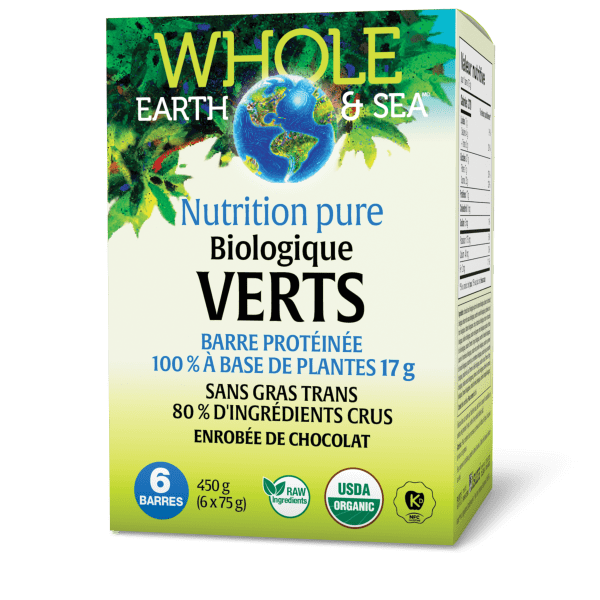 Barre protéinée biologique Verts 100 % à base de plantes  17 g  6 barres, image-hi-res