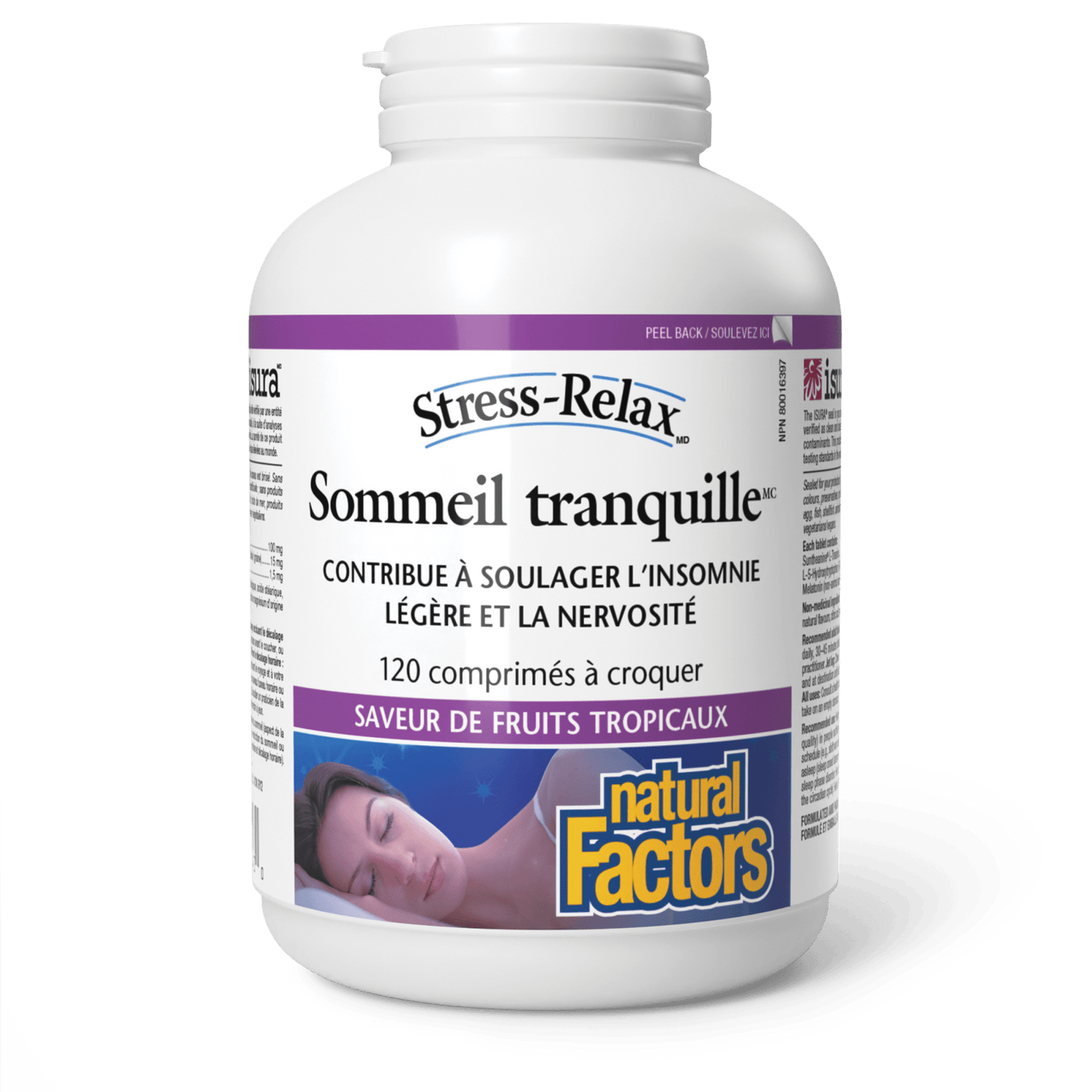 Sommeil tranquille, saveur de fruits tropicaux, Stress-Relax, Natural Factors|v|image|2843