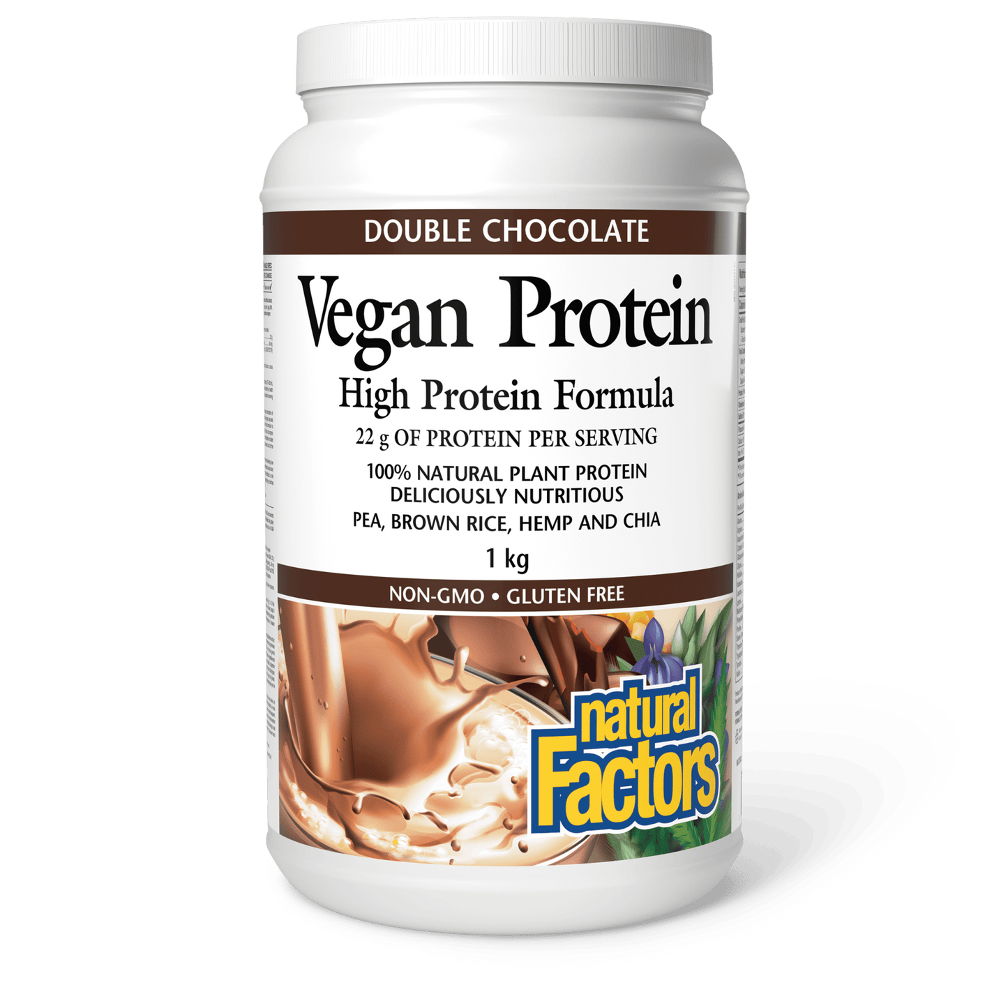 Vegan Protein High Protein Formula, Double Chocolate, Natural Factors|v|image|2924