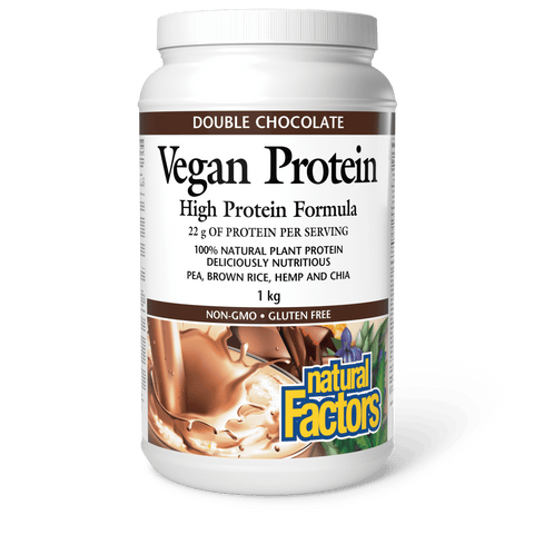 Vegan Protein High Protein Formula, Double Chocolate, Natural Factors|v|image|2924