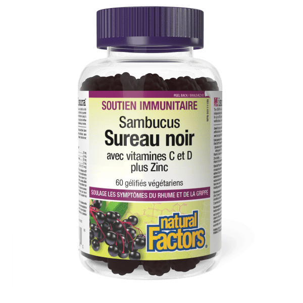 Sureau noir Sambucus  avec vitamines C et D plus zinc    60 gélifiés végétariens, image-hi-res