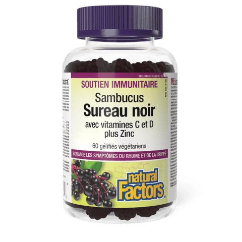 Sureau noir Sambucus  avec vitamines C et D plus zinc    60 gélifiés végétariens, image-hi-res