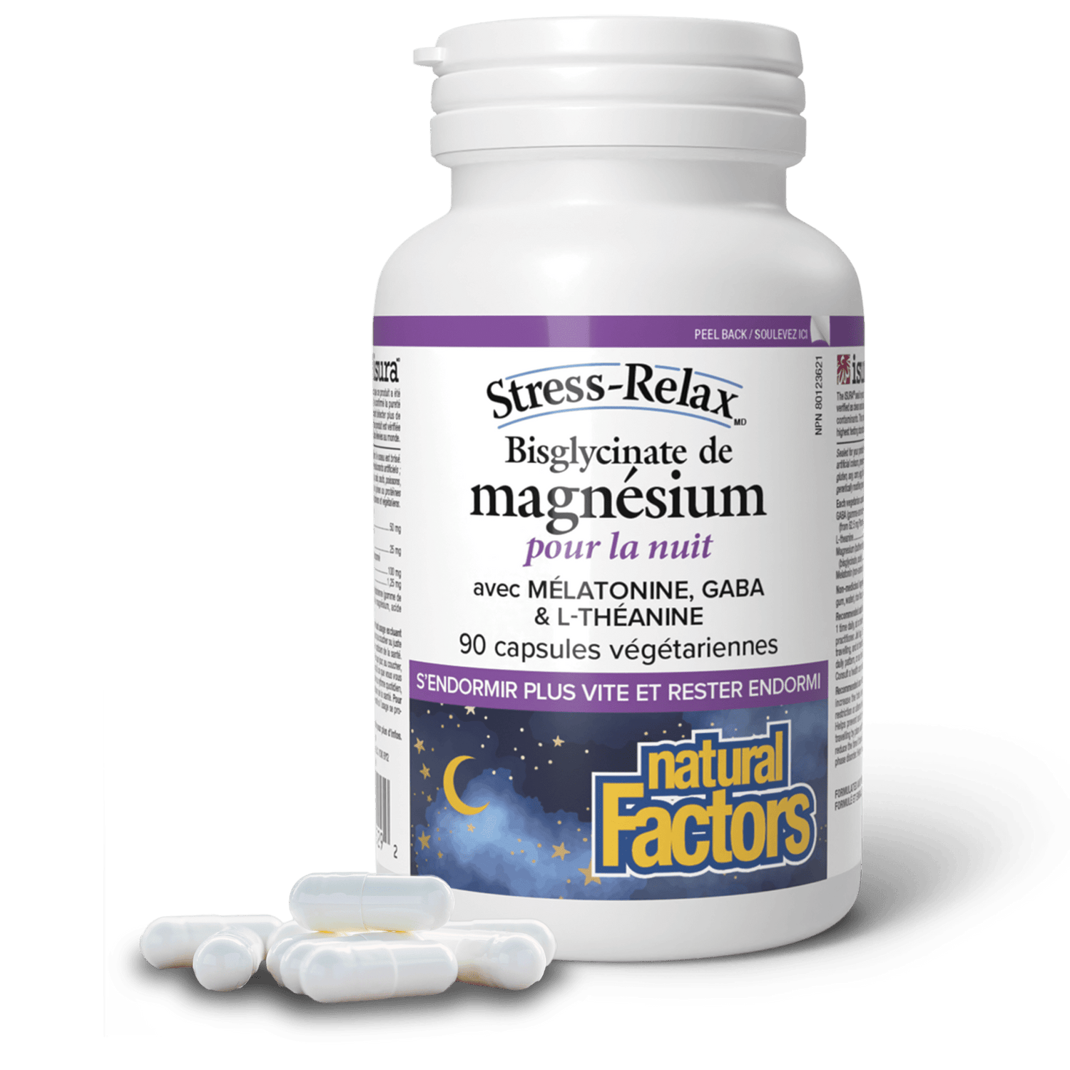 Bisglycinate de magnésium pour la nuit, Stress-Relax, Natural Factors|v|image|3529