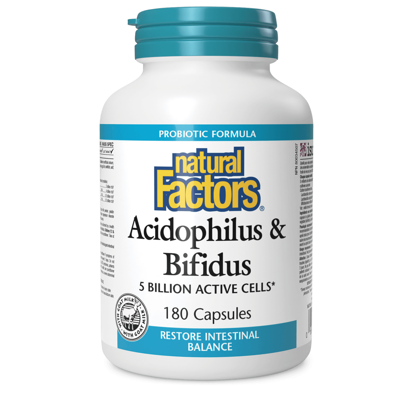 Acidophilus et Bifidus 5 milliards de cellules actives, Natural Factors|v|image|1801