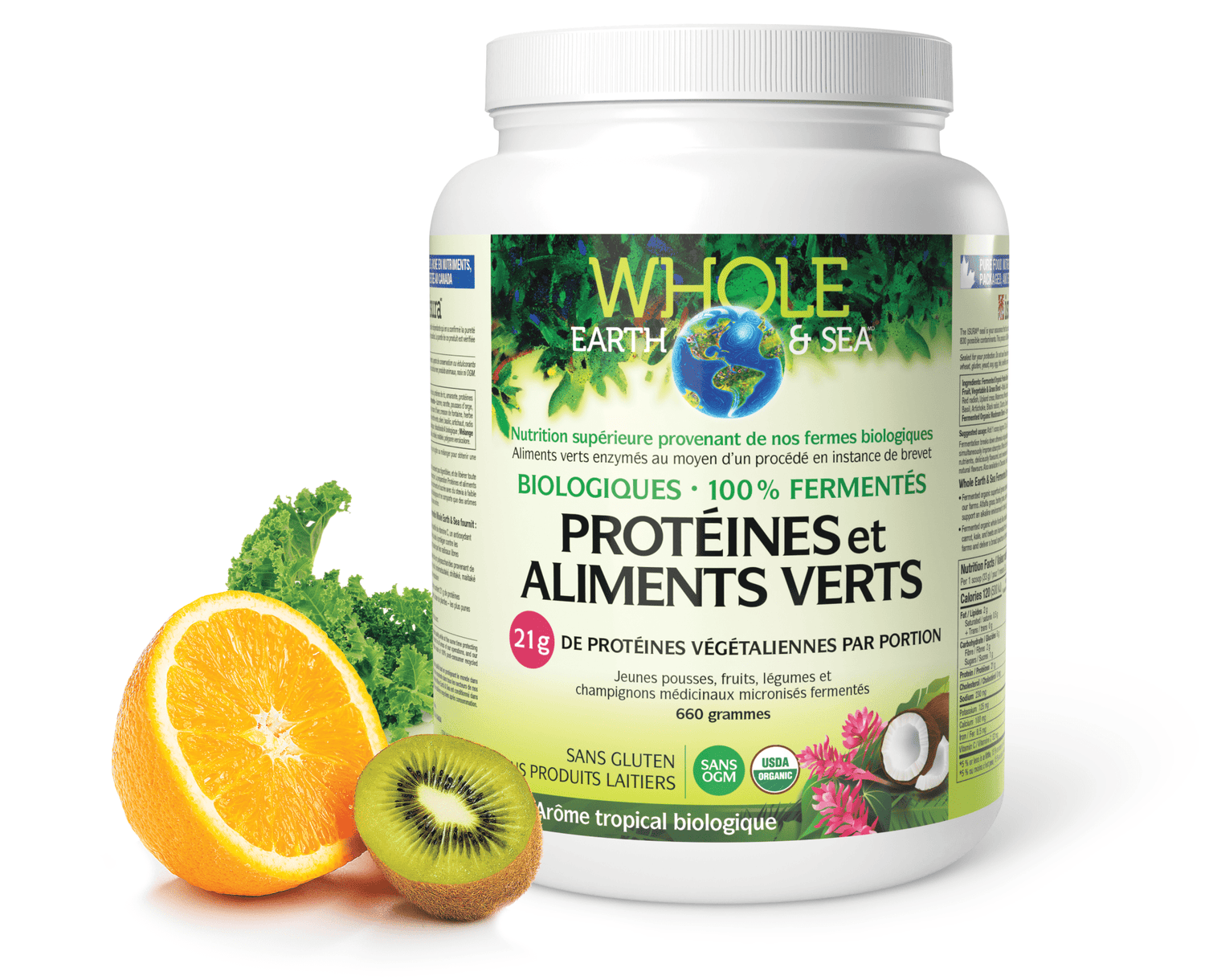 Protéines et aliments verts biologiques fermentés, arôme tropical biologique, Whole Earth & Sea, Whole Earth & Sea®|v|image|35523