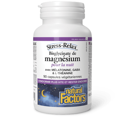 Bisglycinate de magnésium pour la nuit, Stress-Relax, Natural Factors|v|image|3529