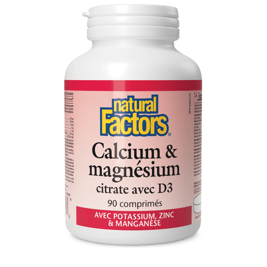 Calcium & magnésium citrate avec D3 avec potassium, zinc & manganèse, Natural Factors|v|image|1607