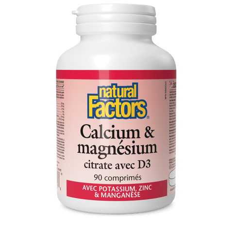 Calcium & magnésium citrate avec D3 avec potassium, zinc & manganèse, Natural Factors|v|image|1607