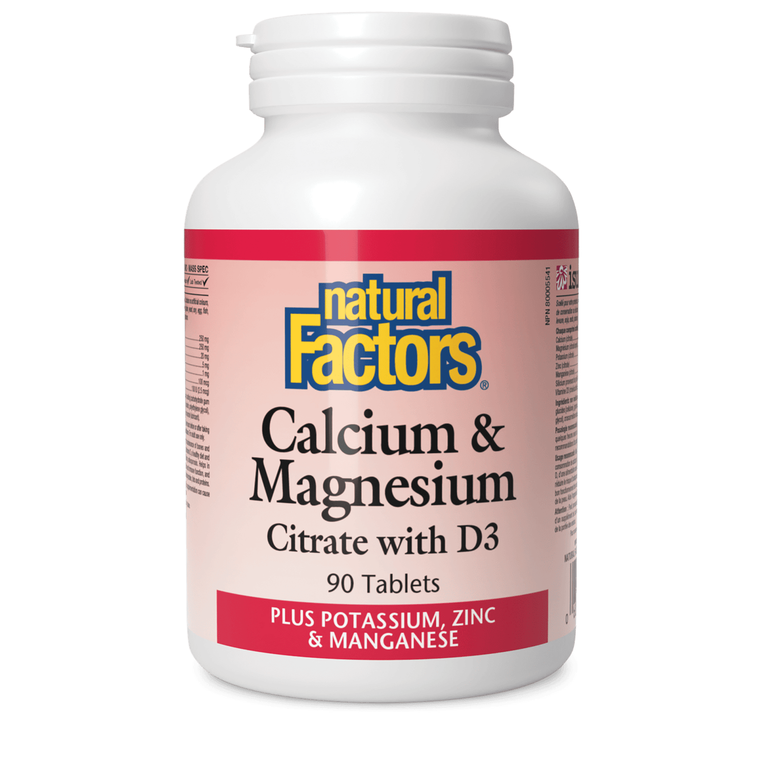 Calcium & Magnesium Citrate with D3 Plus Potassium, Zinc & Manganese, Natural Factors|v|image|1607