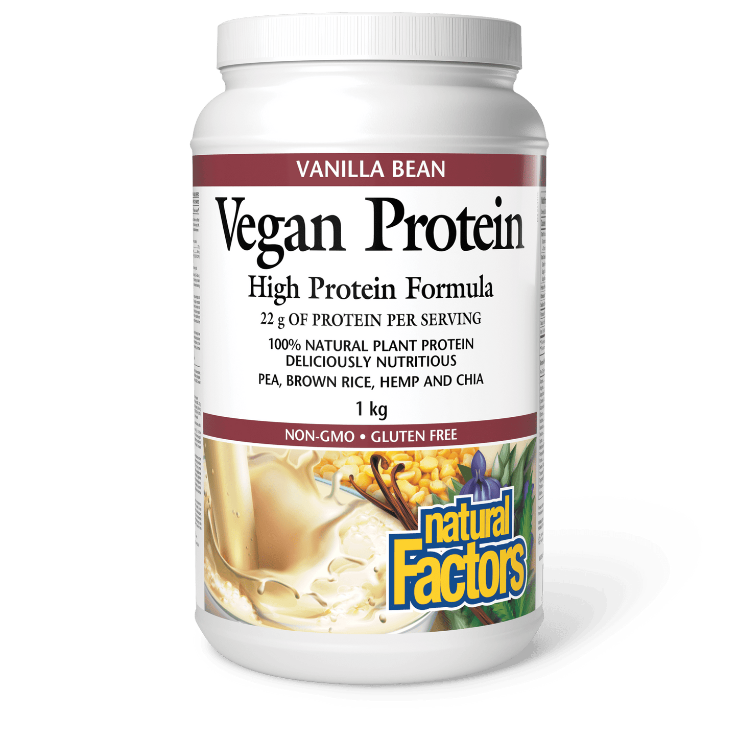 Vegan Protein High Protein Formula, Vanilla Bean, Natural Factors|v|image|2923