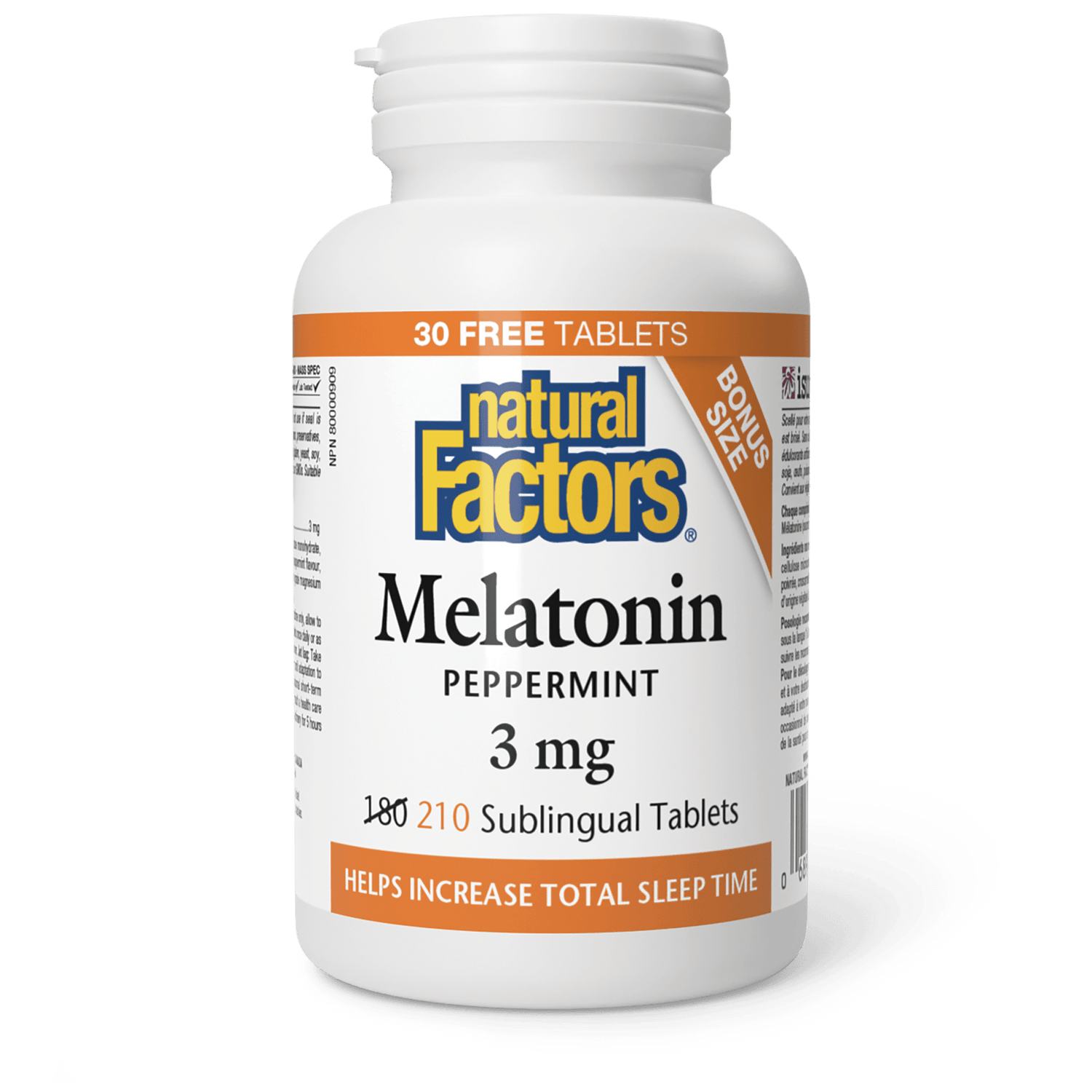 Melatonin 3 mg, Peppermint, Natural Factors|v|image|8701