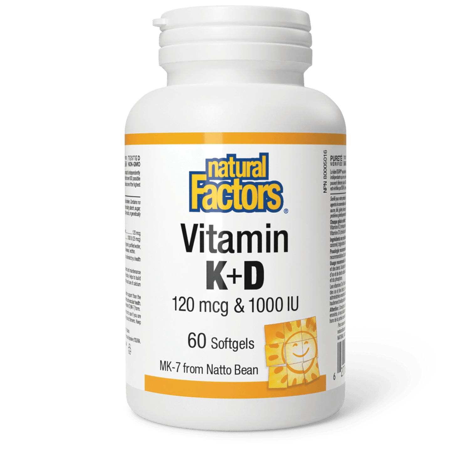 Vitamin K+D 120 mcg & 1000 IU, Natural Factors|v|image|1292