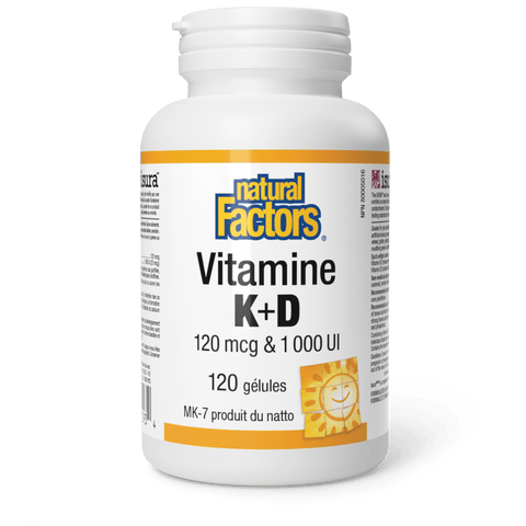 Vitamine K+D 120 mcg & 1 000 UI, Natural Factors|v|image|1293