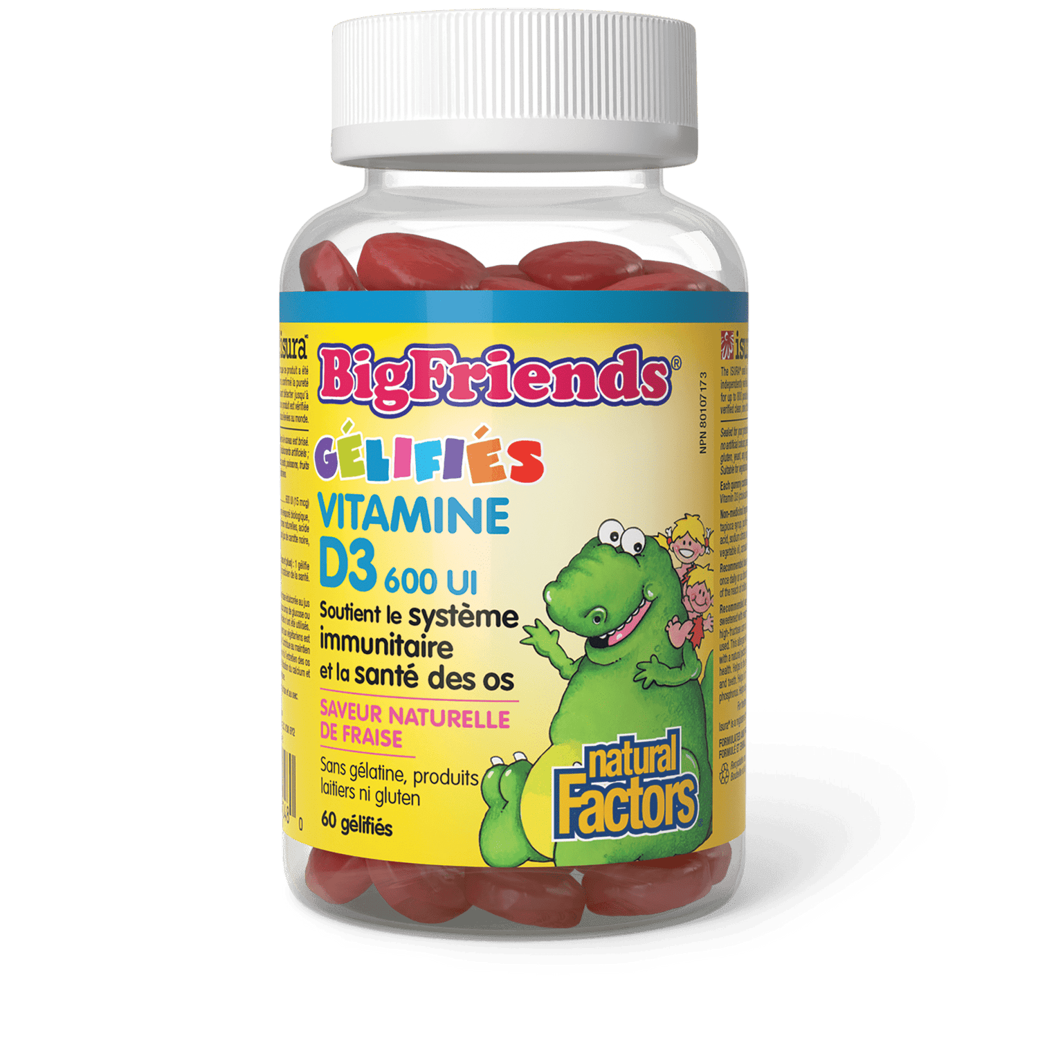 Vitamine D3 600 UI saveur naturelle de fraise, Big Friends, Natural Factors|v|image|1048