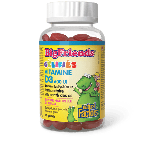 Vitamine D3 600 UI saveur naturelle de fraise, Big Friends, Natural Factors|v|image|1048