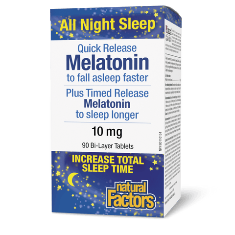 Melatonin Quick Release Plus Timed Release 10 mg, Natural Factors|v|image|2724