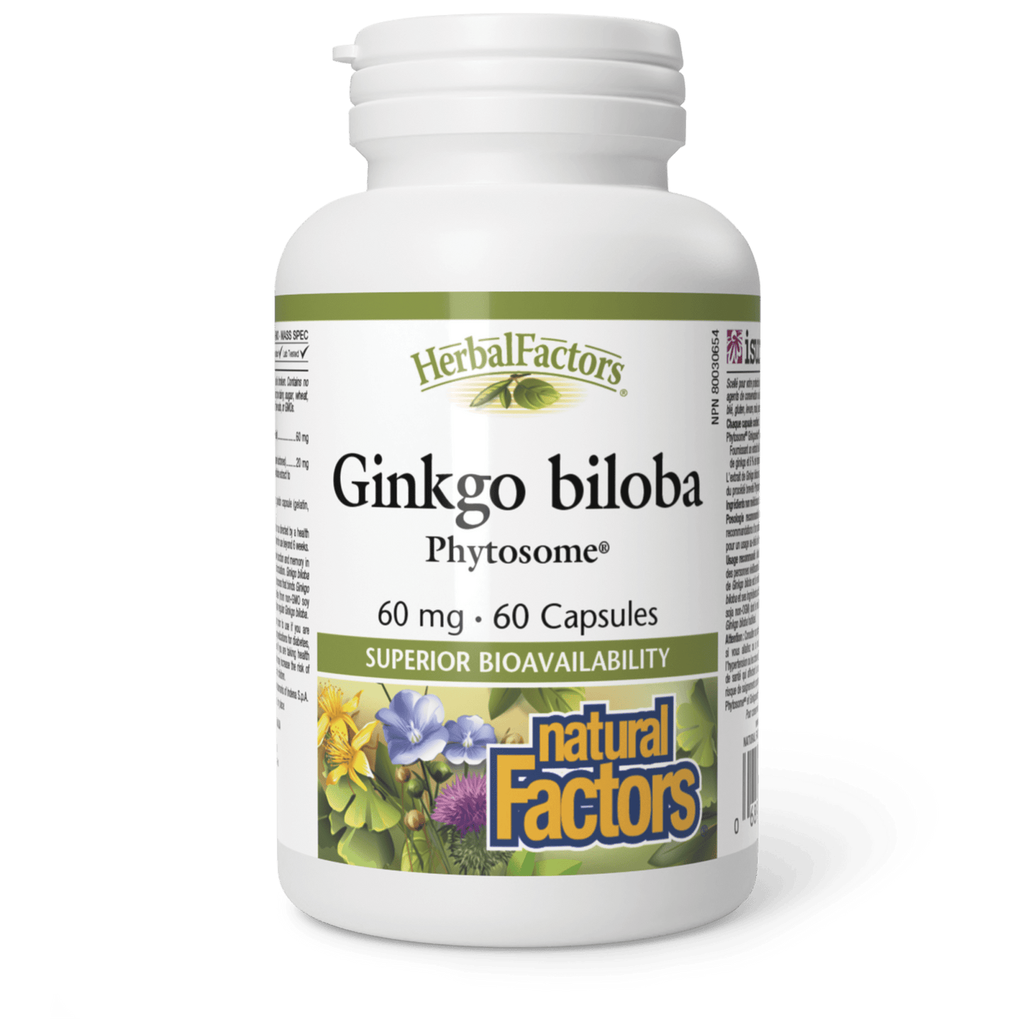 Ginkgo biloba Phytosome 60 mg, HerbalFactors, Natural Factors|v|image|4805