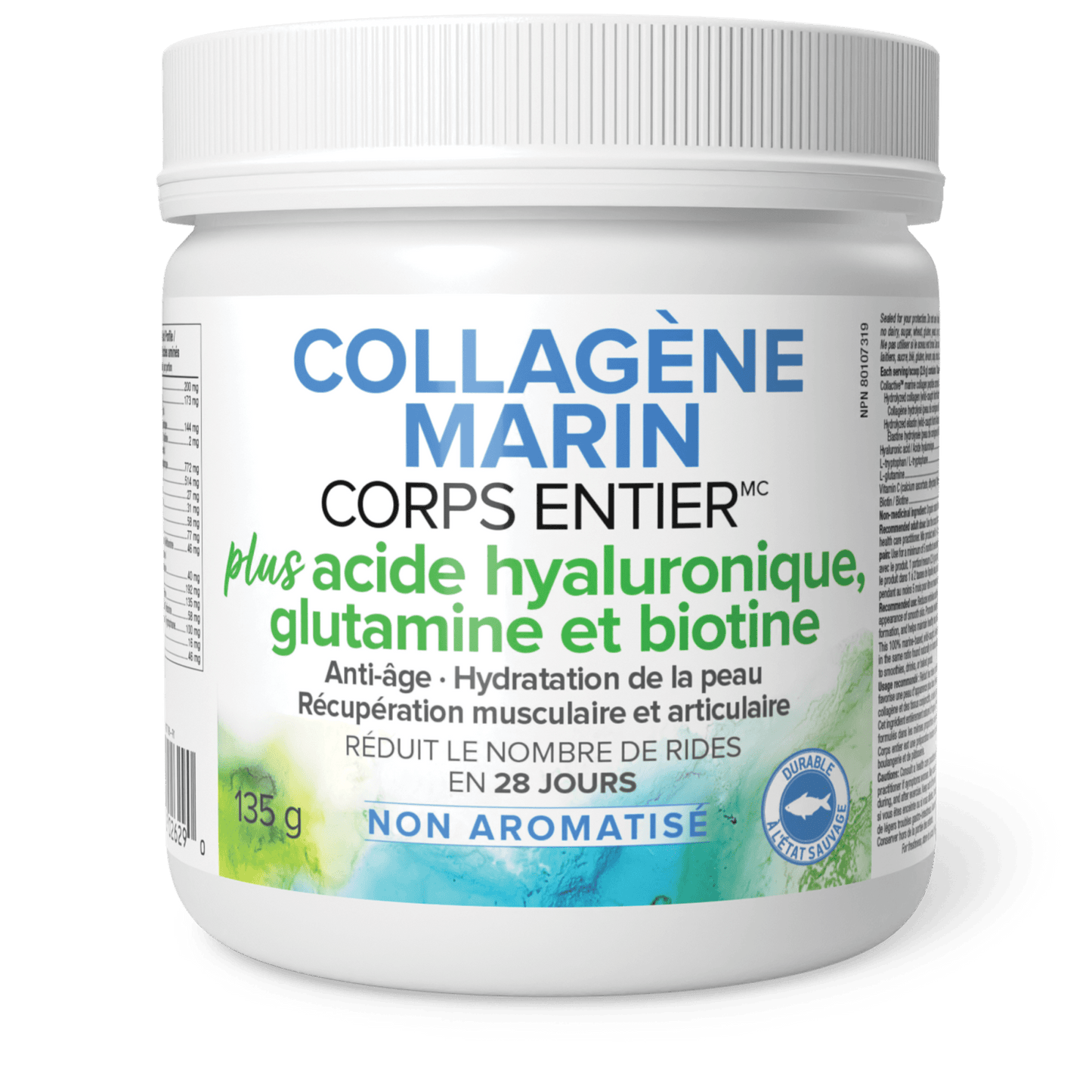 Collagène marin Corps entier plus acide hyaluronique, glutamine et biotine, non aromatisé, Collagène Corps Entier|v|image|2629