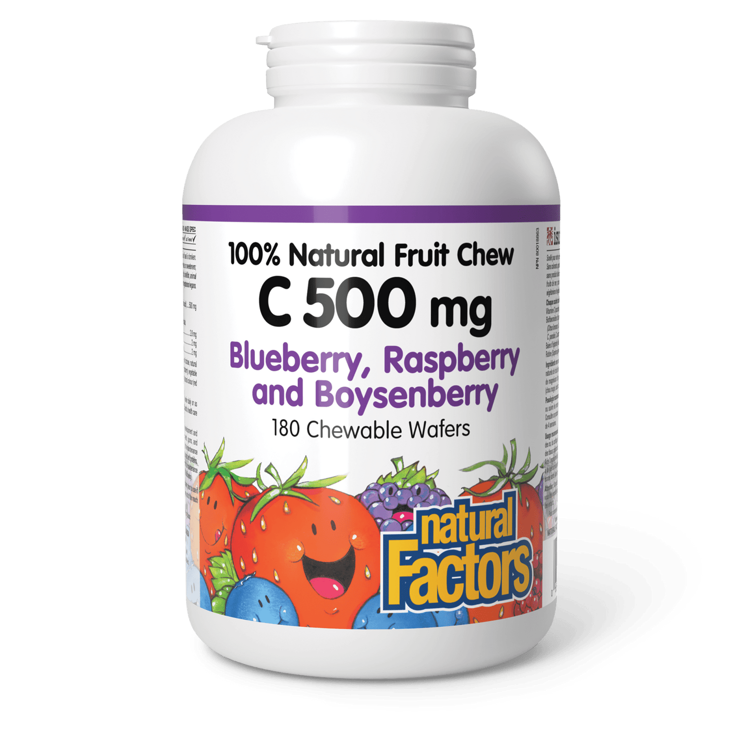 C 500 mg 100% Natural Fruit Chew, Blueberry, Raspberry, and Boysenberry, Natural Factors|v|image|1327