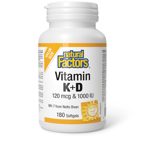 Vitamin K+D 120 mcg & 1000 IU, Natural Factors|v|image|8000