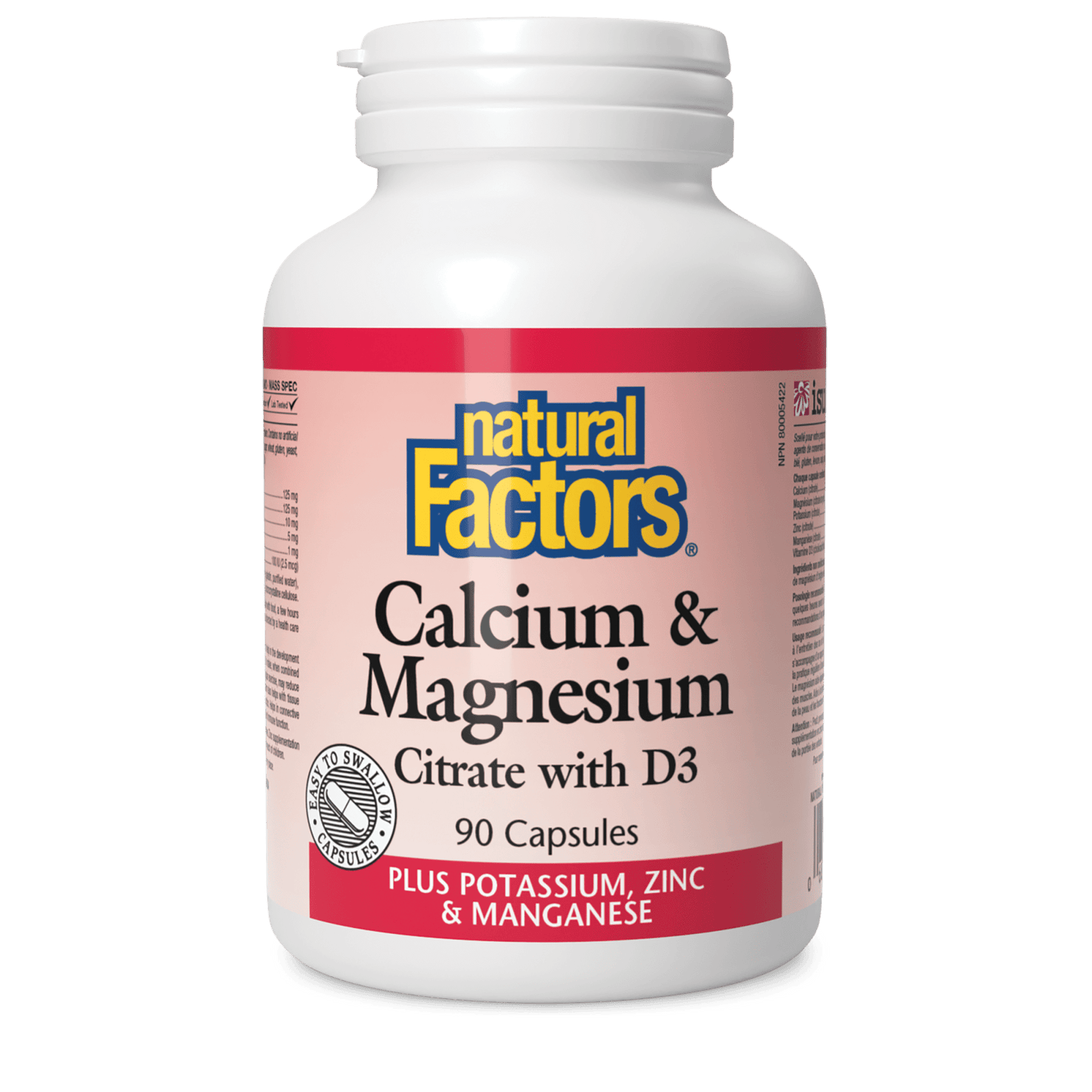 Calcium & Magnesium Citrate with D3 Plus Potassium, Zinc & Manganese, Natural Factors|v|image|1628