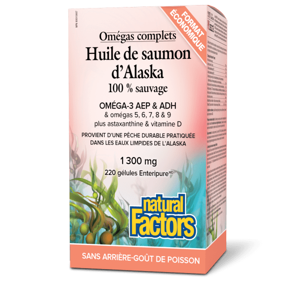 Huile de saumon d’Alaska 100 % sauvage Omégas complets  1 300 mg  220 gélules Enteripure, image-hi-res