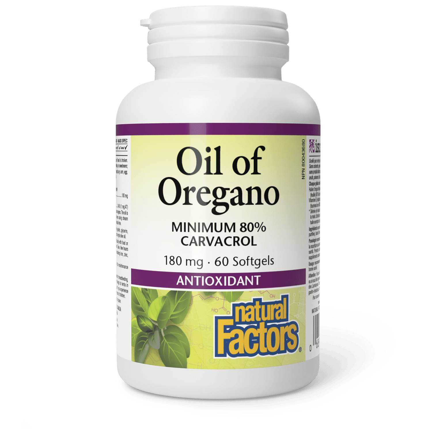 Oil of Oregano 180 mg, Natural Factors|v|image|4574