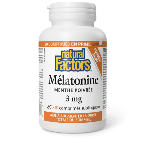 Mélatonine 3 mg, menthe poivrée, Natural Factors|v|image|8701