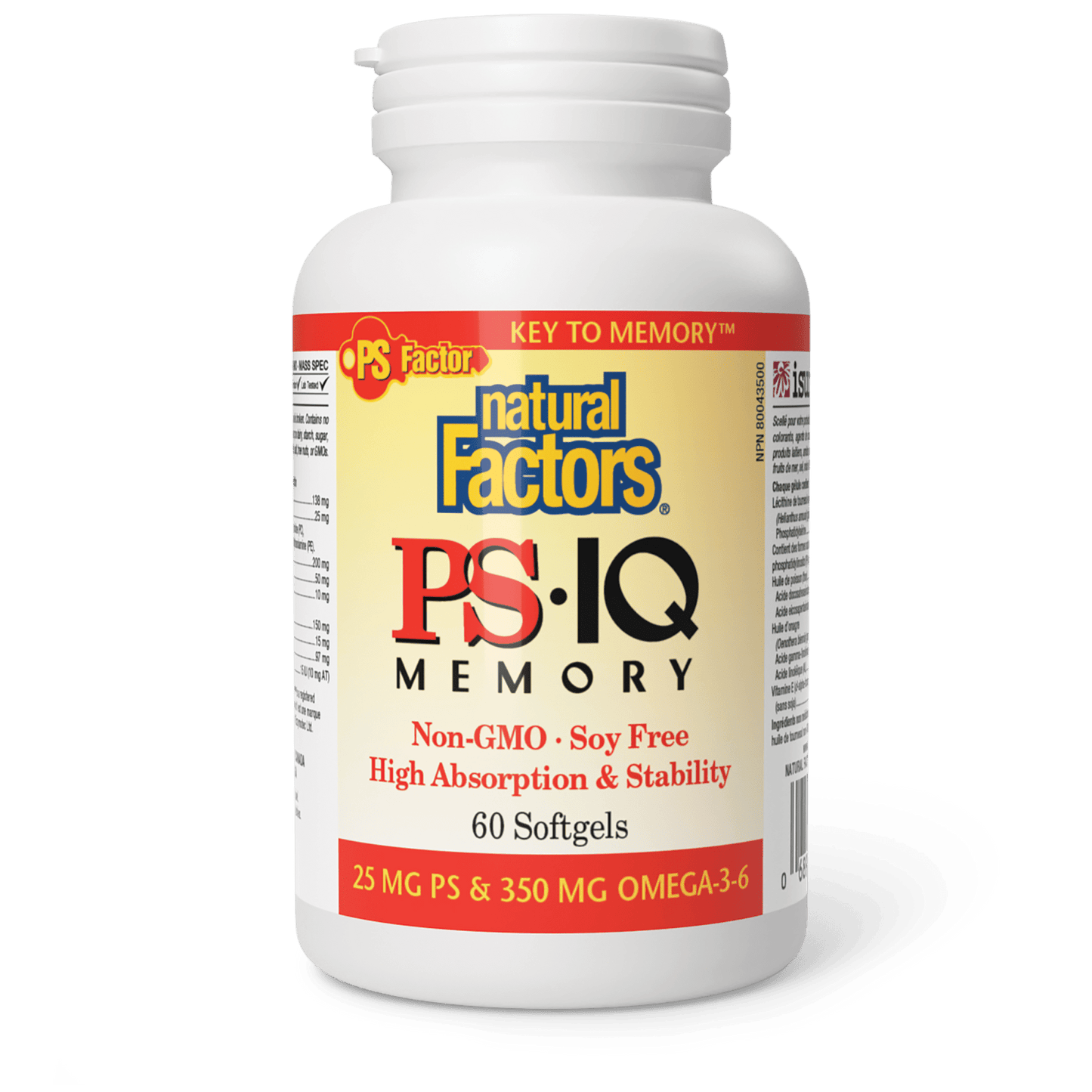 PS•IQ Memory 25 mg PS & 350 mg Omega-3-6, Natural Factors|v|image|2614