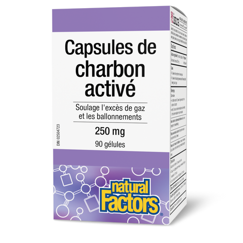 Capsules de charbon activé 250 mg, Natural Factors|v|image|1702