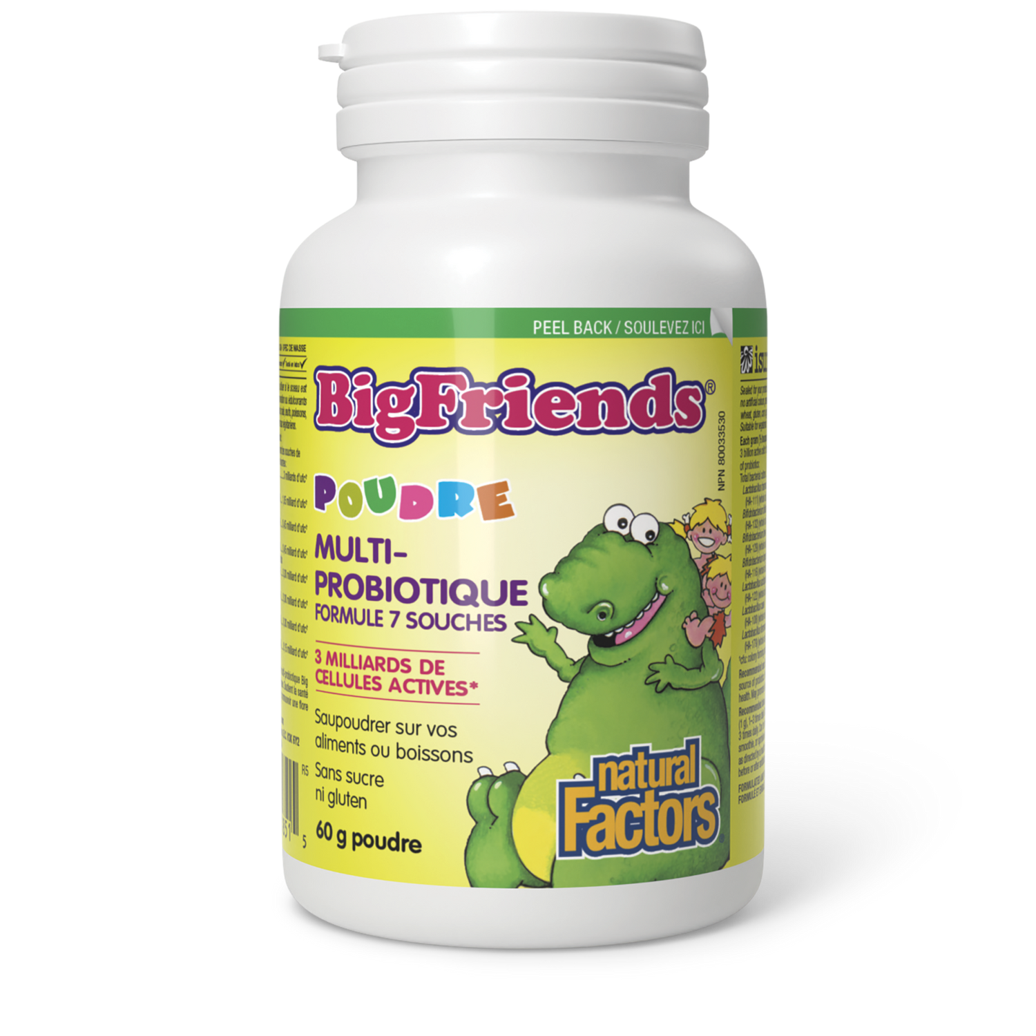 Poudre Multiprobiotique Formule 7 souches 3 milliards de cellules actives,
Big Friends, Natural Factors|v|image|1851