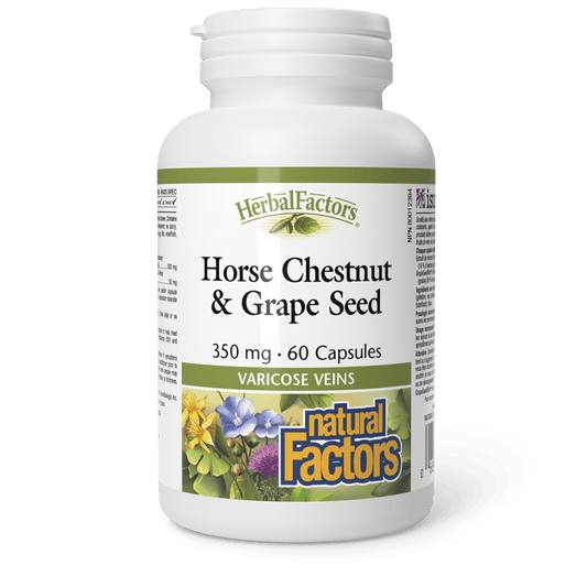 Horse Chestnut & Grape Seed 350 mg, HerbalFactors, Natural Factors|v|image|4590